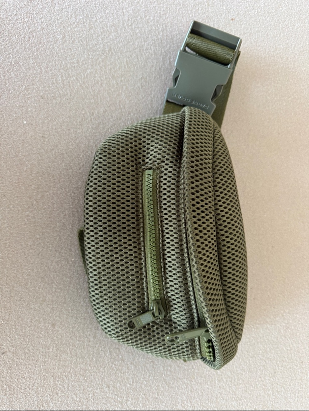 Dagne Dover Olive Green Mesh Crossbody Belt Bag